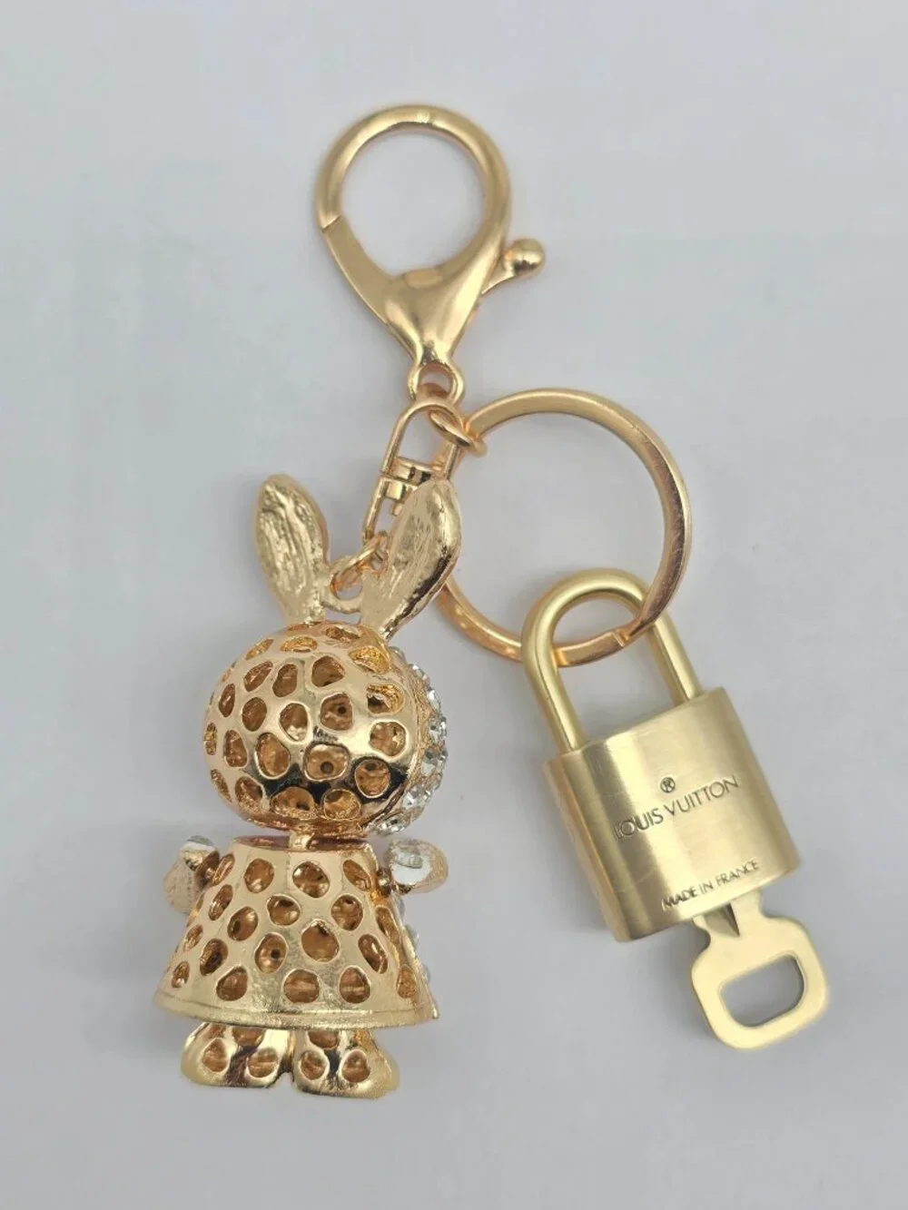 Authentic Louis Vuitton Gold Padlock 🔒 Key Set w/ Unbranded Bunny Bag Charm